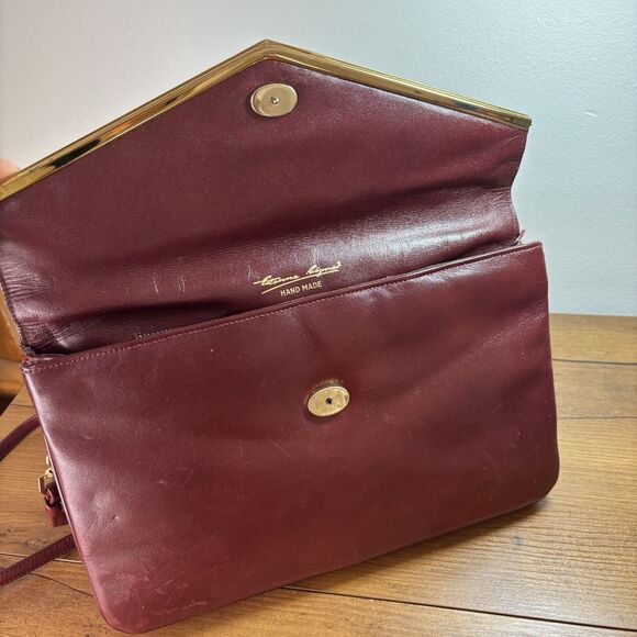 Vintage Etienne Aigner Burgundy Oxblood Leather Classic Clutch Shoulder Bag - Picture 12 of 16